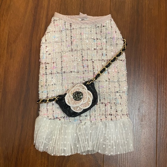 Dog tweed dress with fur lining -M / 10” - Picture 1 of 5